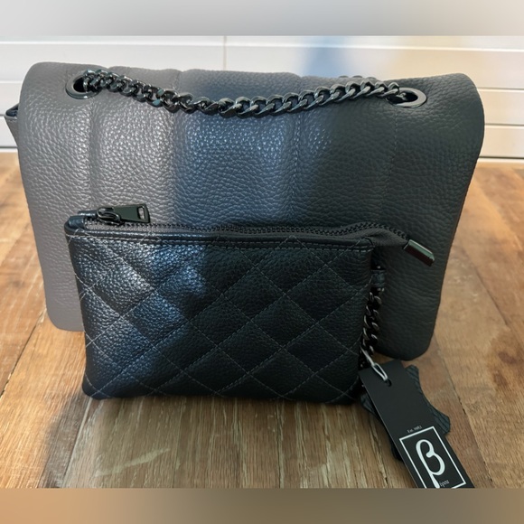 Black charcoal metallic caviar quilted wallet by designer virsa bag calfskin - Picture 1 of 2